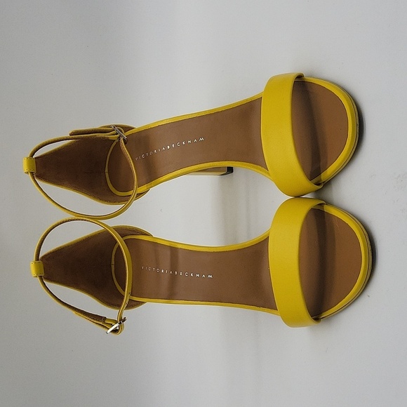 793- Victoria Beckham Yellow Ankle Strap Sandals – Size 38 EU / 7.5 US - Picture 5 of 10